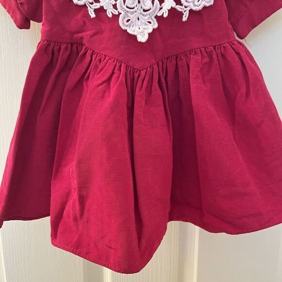 Vintage Jessica McClintock Gunne Sax Burgundy Taffeta & Lace Dress Girls Size 2T - Picture 6 of 12